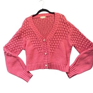Altar'd State Rose Pink Textured Popcorn Cardigan ✨